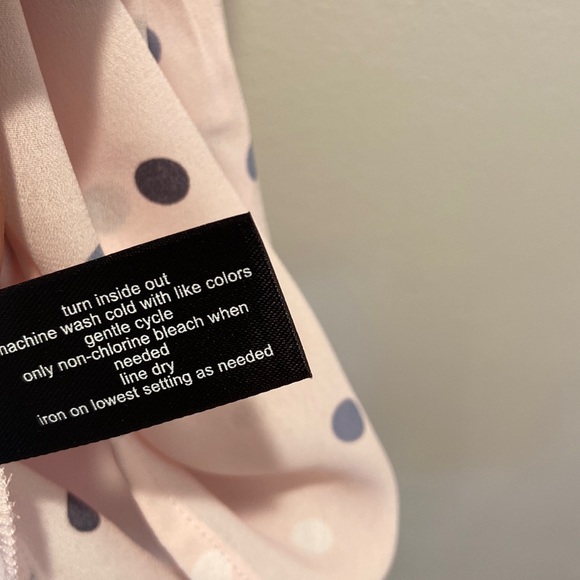 Lane Bryant Polka Dot Pink Chiffon Blouse Women Size 14 - Picture 5 of 7